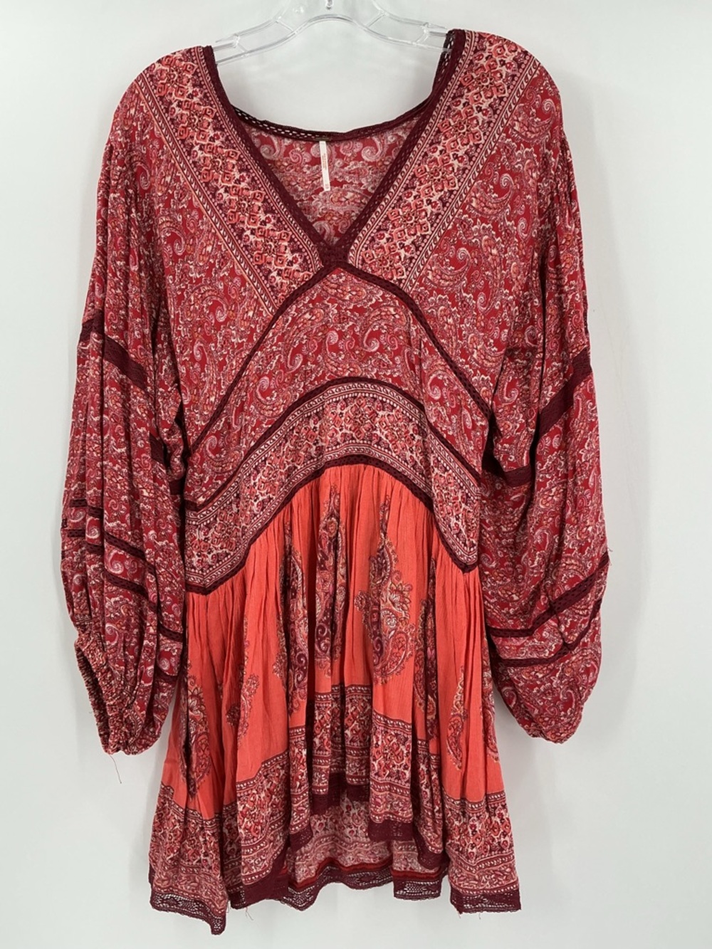 Free People Luna Scarf Print Tunic in red. - Picture 7 of 9